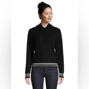 Hudson Bay Sterling Stripe Cashmere Hoodie in Black size XS